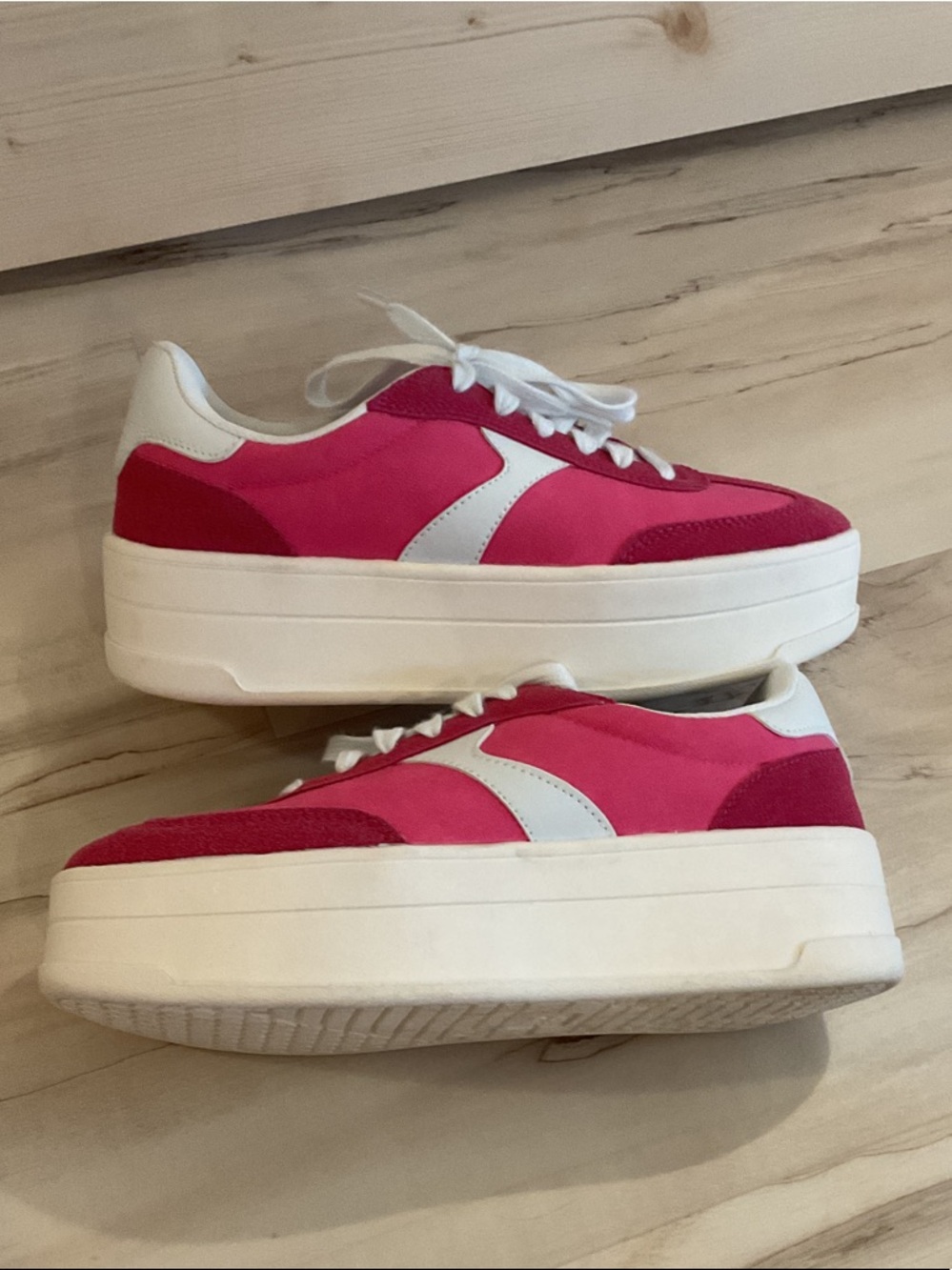 Pink Platform Women's Sneakers - White Accent